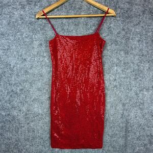Windsor Bling Mini Dress Womens S Red Sequin Sparkle NYE HOCO Party Valentines